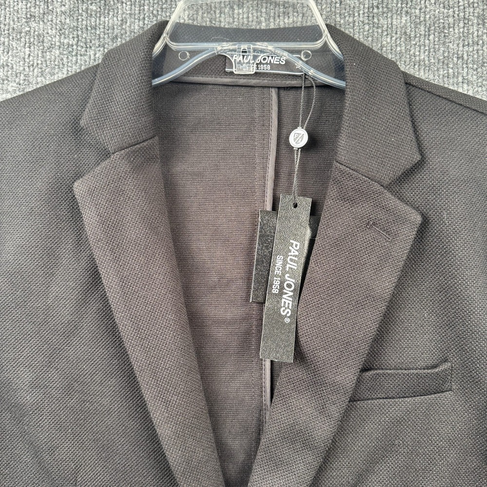 Paul Jones Mens Knit Blazer Sport Coat Black Textured Two Button Jacket Size M